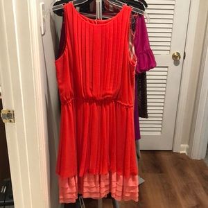 Pleated, color block dress